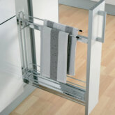 90° Storage basket and towel holder set, 100 mm width, for 150 mm cabinet width