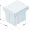 40 litre waste bin for 40cm cabinet dimensions.