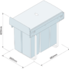 Dimensions for 30 litre pull out bin